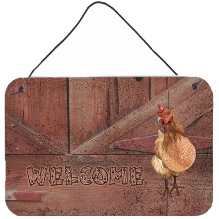 Carolines Treasures Carolines Treasures SB3075DS812 Welcome Chicken Aluminium Metal Wall Or Door Hanging Prints SB3075DS812